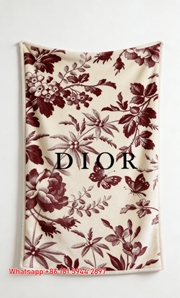 Dior Red Floral Toile Flannel Sofa Throw Blanket D056